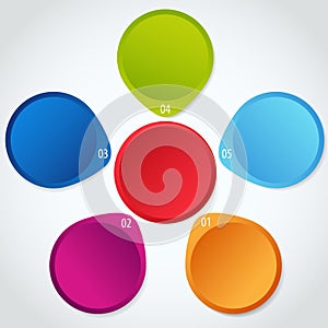 Conceptual colorful circular banners with arrows