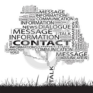 Conceptual contact technology tree word cloud