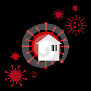 Conceptual coronavirus vector illustration, unsafe home and feeling of isolation during lockdown