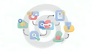 Workflow Automation 3D Illustration of Business Process Flow