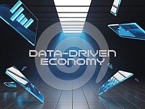 Data-Driven Economy Concept with Futuristic Digital Visuals