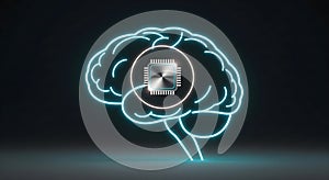 Futuristic Brain Microchip Concept for Advanced Technology and Digital Thinking
