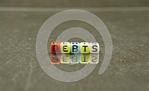 Conceptual of debts, an item in financial report