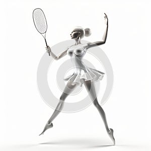 Conceptual Digital Art 3d Female Badminton Dancer In Fanciful Costume