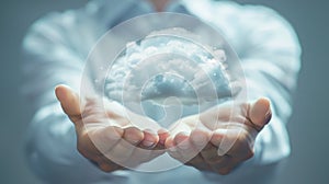 Man Holding Digital Cloud Concept