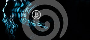 Conceptual digital Bitcoin art. Abstract background. Digital coin