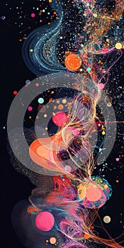 Conceptual Digital Network Illustration with Colorful Data Points