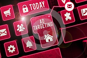 Conceptual display Ad Targeting. Word for target the most receptive audiences with certain traits