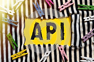 Text caption presenting Api. Internet Concept set of routines, protocols, and tools for building software applications