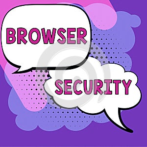 Text caption presenting Browser Security. Word for security to web browsers in order to protect networked data