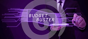 Conceptual display Budget Buster. Business showcase Carefree Spending Bargains Unnecessary Purchases Overspending