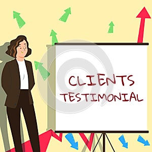 Conceptual display Clients Testimonial. Business concept Formal Statement Testifying Candid Endorsement by Others