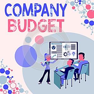 Conceptual display Company Budget. Word for the financial plan for a defined period often one year Presenting Project