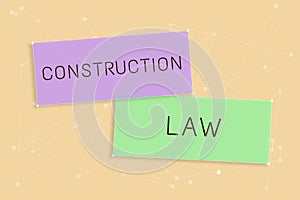 Conceptual display Construction Lawdeals with matters relating to building and related fields. Word for deals with