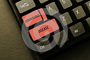 Conceptual display Coronavirus Disease. Conceptual photo defined as illness caused by a novel virus SARSCoV2 Abstract photo
