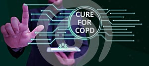 Conceptual display Cure For Copd. Business approach Medical treatment over Chronic Obstructive Pulmonary Disease