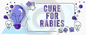 Conceptual display Cure For Rabies. Business idea Vaccination medicines to fight against illness lethal virus Cartoon