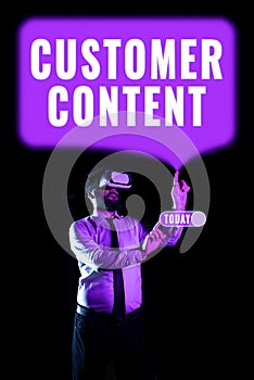 Conceptual display Customer Content. Concept meaning customers are devoted to a company s is products or services