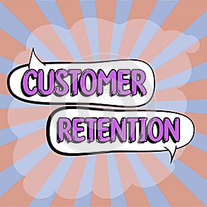 Conceptual display Customer Retention. Business approach activities companies take to reduce user defections Minds