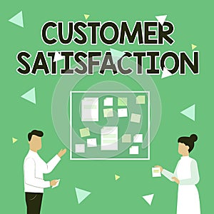 Conceptual display Customer Satisfaction. Word for Exceed Consumer Expectation Satisfied over services Illustration Of