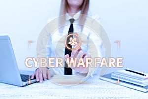 Conceptual display Cyber Warfare. Business approach Virtual War Hackers System Attacks Digital Thief Stalker Teaching