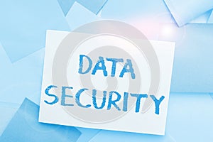 Conceptual display Data Security. Word Written on Confidentiality Disk Encryption Backups Password Shielding