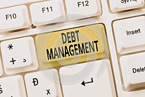 Conceptual display Debt Management. Business showcase The formal agreement between a debtor and a creditor Online