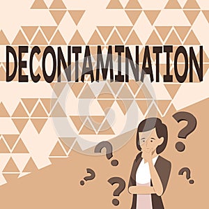 Conceptual display Decontamination. Business approach neutralizing every presence of hazardous substances Lady Drawing photo
