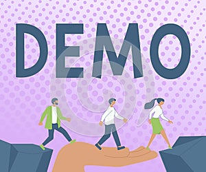 Conceptual display Demo. Concept meaning exemplification display expression show visual communication reflection