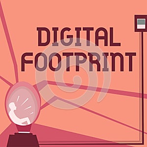 Conceptual display Digital Footprint. Business overview uses digital technology to operate the manufacturing process