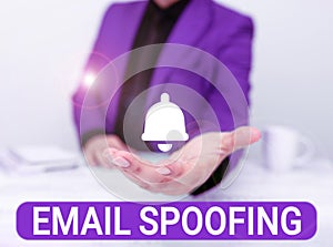 Conceptual display Email Spoofing. Word for secure the access and content of an email account or service