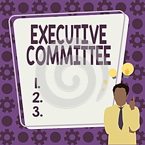 Conceptual display Executive Committee. Internet Concept Group of Directors appointed Has Authority in Decisions