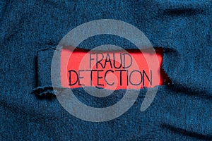 Conceptual display Fraud Detection. Word Written on identification of actual or expected fraud to take place