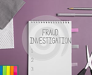 Conceptual display Fraud Investigation. Business approach process of determining whether a scam has taken place