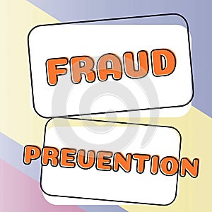 Conceptual display Fraud Prevention. Internet Concept to secure the enterprise and its processes against hoax