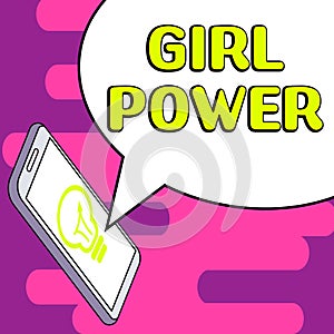 Conceptual display Girl Power. Word for assertiveness and self-confidence shown by girls or young woman