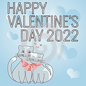 Conceptual display HAPPY VALENTINES DAY 2022. Business approach White and pink Valentines Day decorative ribbon day of