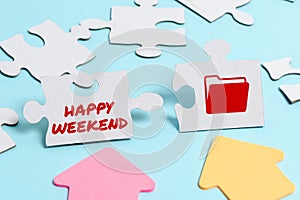 Conceptual display Happy Weekend. Concept meaning Cheerful rest day Time of no office work Spending holidays Building An