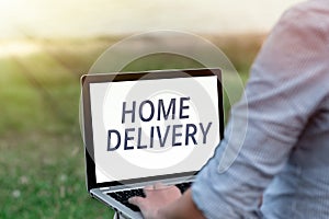 Conceptual display Home Delivery. Conceptual photo All checkout items are directly sent to the buyer s is home Voice And