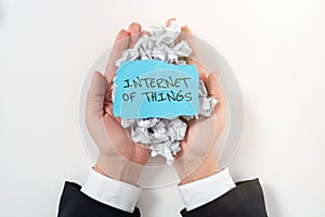 Sign displaying Internet Of Thingsconnection of Devices to the Net to Send Receive Data. Business overview connection of