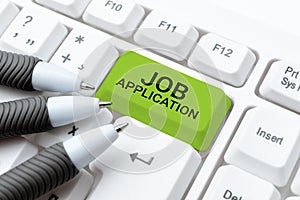 Hand writing sign Job ApplicationThe standard business document serves a number of purposes. Business overview The photo