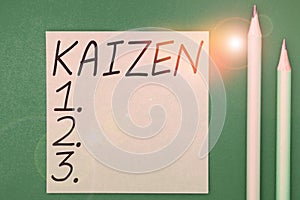 Conceptual display Kaizen. Conceptual photo a Japanese business philosophy of improvement of working practices