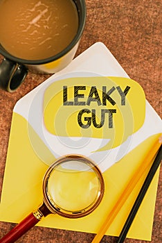Conceptual display Leaky Gut. Business concept A condition in which the lining of small intestine is damaged