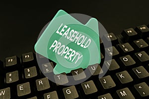 Conceptual display Leasehold Property. Business approach ownership of a temporary right to hold land or property