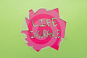 Conceptual display Life Insurance. Business showcase Payment of death benefit or injury Burial or medical claim Forming