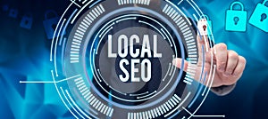 Conceptual display Local Seo. Concept meaning This is an effective way of marketing your business online