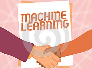 Conceptual display Machine Learning. Business overview give computers the ability to be taught with data Two Men Drawing