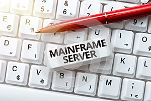 Conceptual display Mainframe Server. Business overview designed for processing large amounts of information Internet