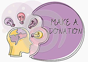 Conceptual display Make A Donation. Business concept Donate giving things not used any more to needed showing Man With