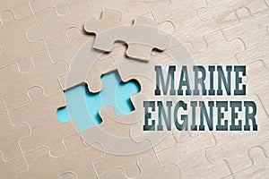 Conceptual display Marine Engineer. Business showcase incharge with maintenance and operation of a ship s is engines